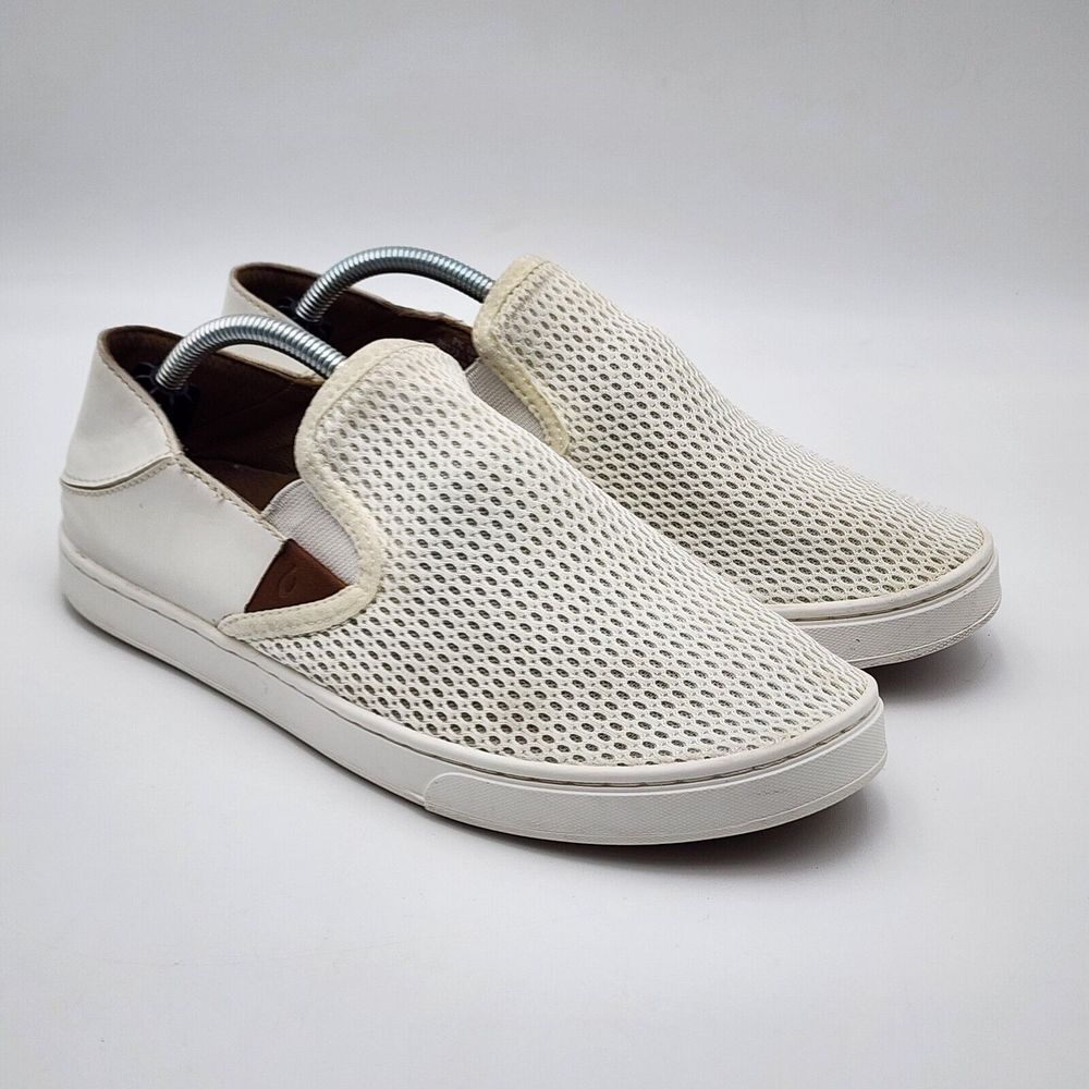OluKai Women's Pehuea Slip On‎ Shoes  White 20271 WBWB Size 9 Sneakers